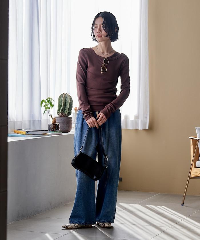 棉莫代爾疊穿後背開口長袖T恤套裝