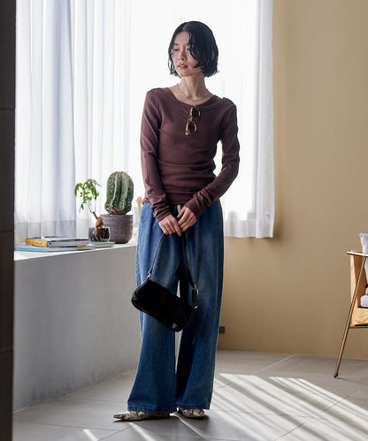 棉莫代爾疊穿後背開口長袖T恤套裝