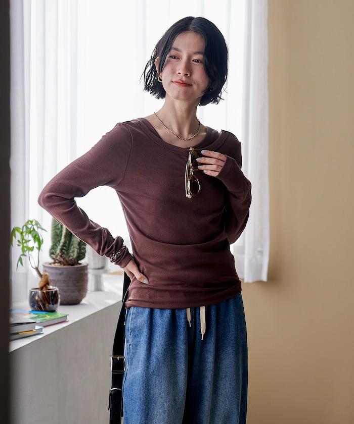 棉莫代爾疊穿後背開口長袖T恤套裝