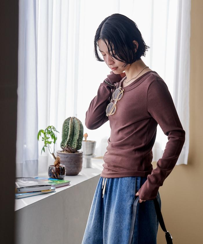 棉莫代爾疊穿後背開口長袖T恤套裝