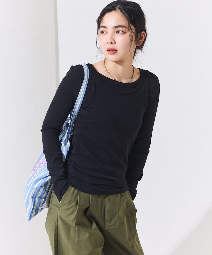 棉莫代爾疊穿後背開口長袖T恤套裝