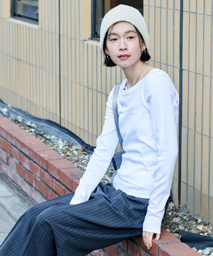 棉莫代爾疊穿後背開口長袖T恤套裝