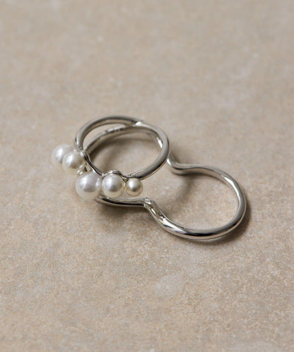 珍珠裝飾雙環戒指