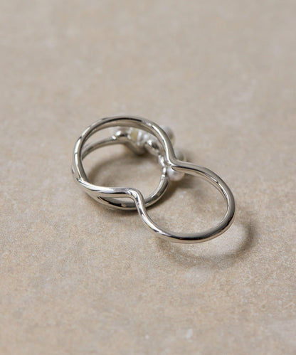 珍珠裝飾雙環戒指