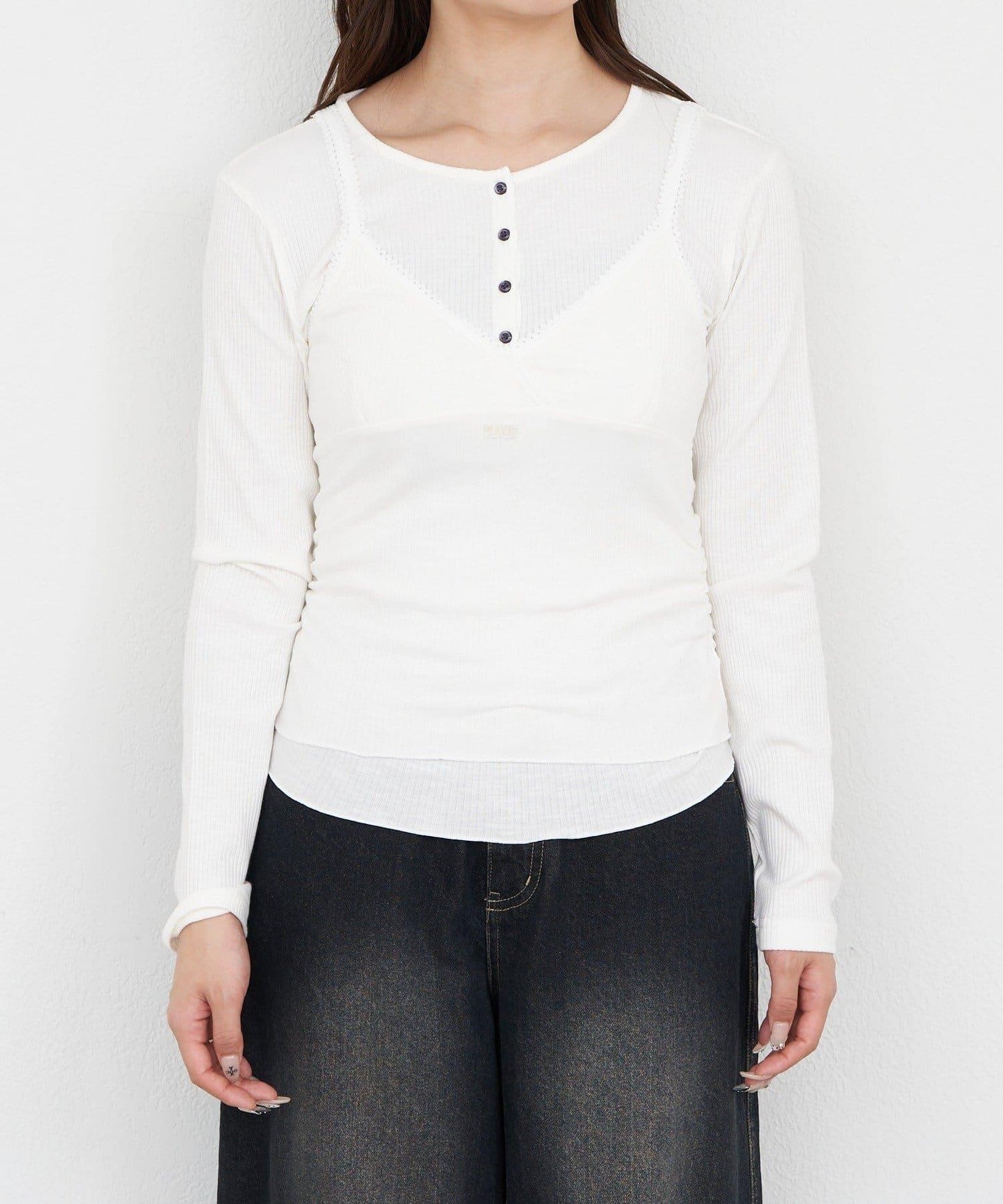 RAY CASSIN 亨利領疊穿風格 披裹設計 吊帶背心