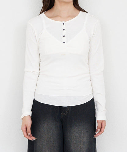 RAY CASSIN 亨利領疊穿風格 披裹設計 吊帶背心