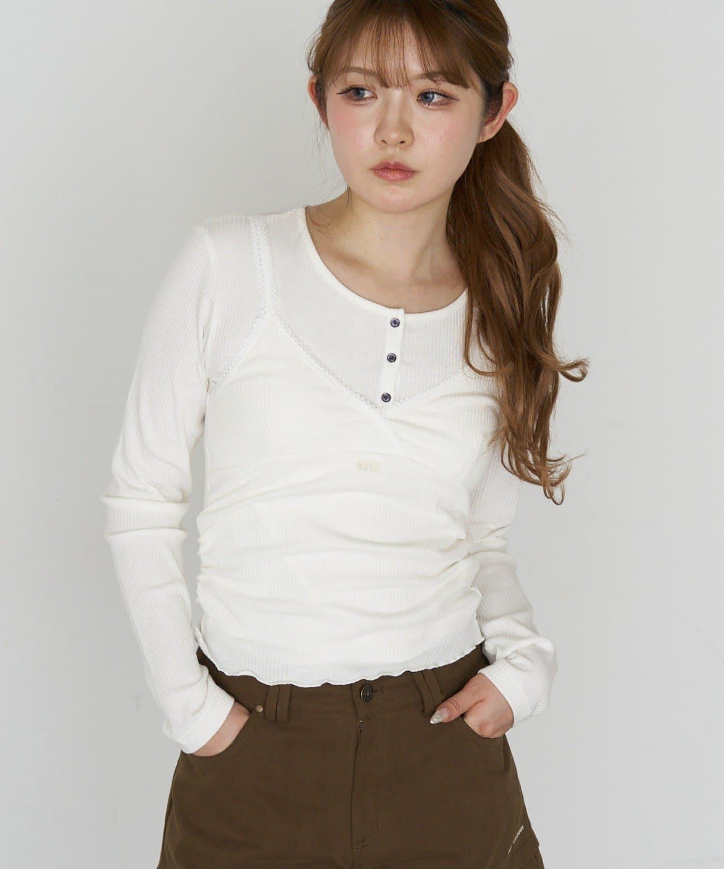 RAY CASSIN 亨利領疊穿風格 披裹設計 吊帶背心