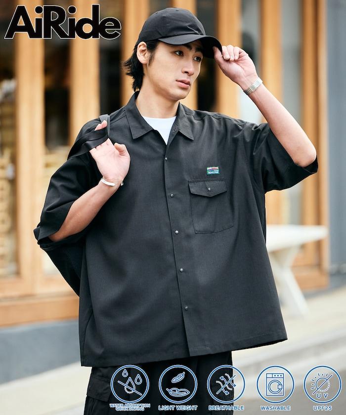 AiRide/エアライド 寬鬆版型 吸水速幹 UV防曬 短袖口袋襯衫