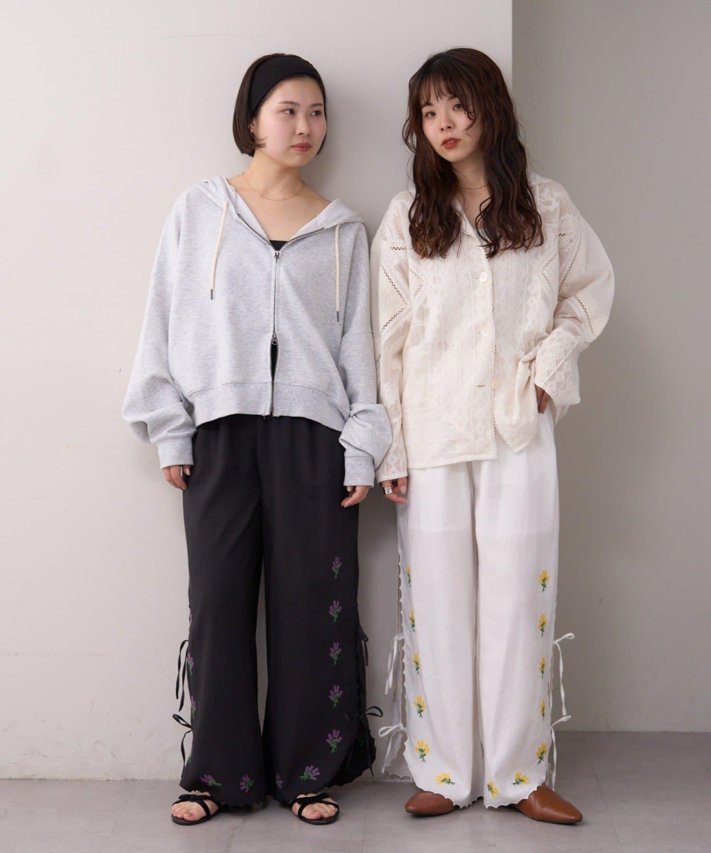 willow 波浪側邊刺繡 褲子