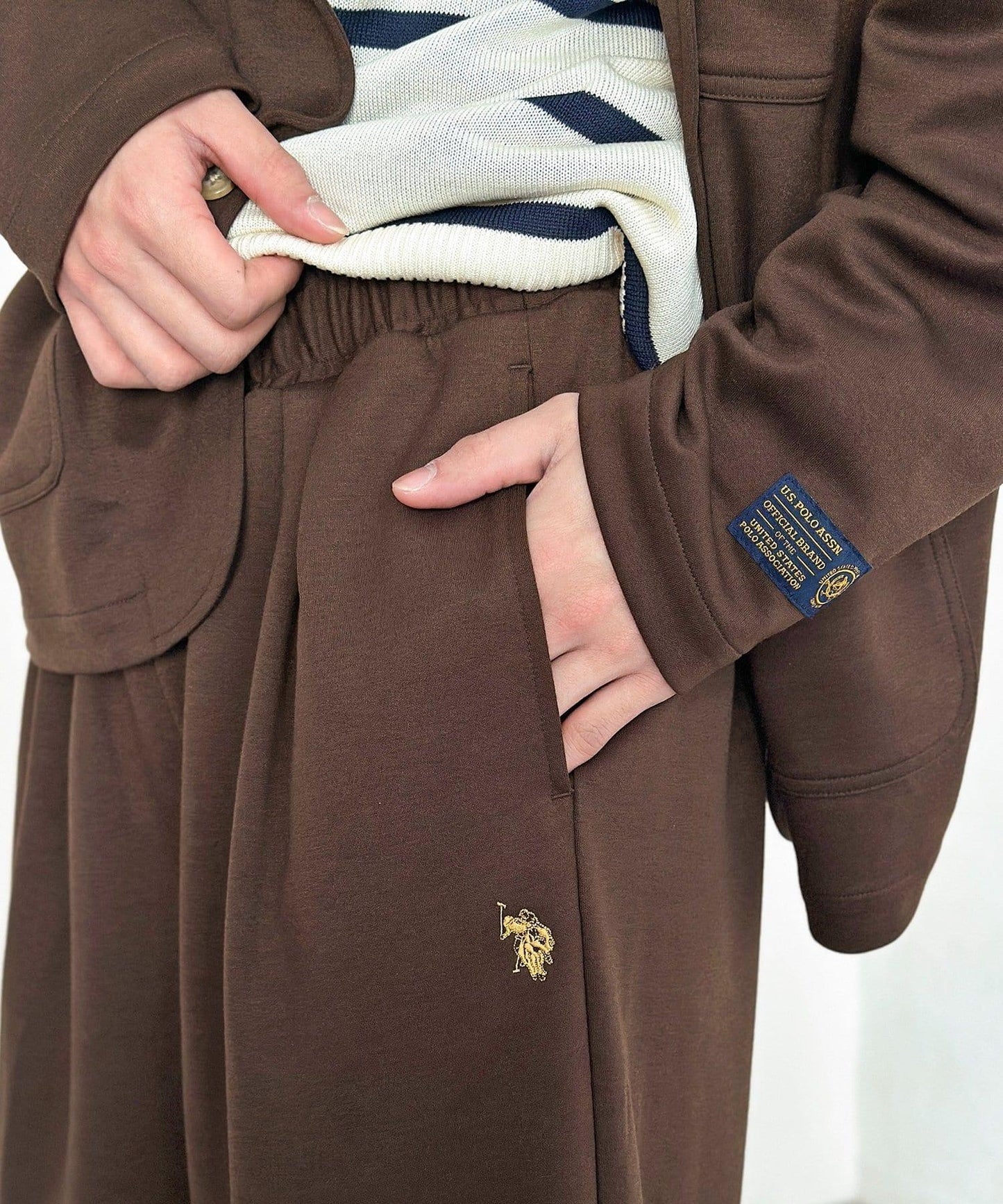 U.S. POLO ASSN. 可成套 羅馬布鬆緊休閒褲