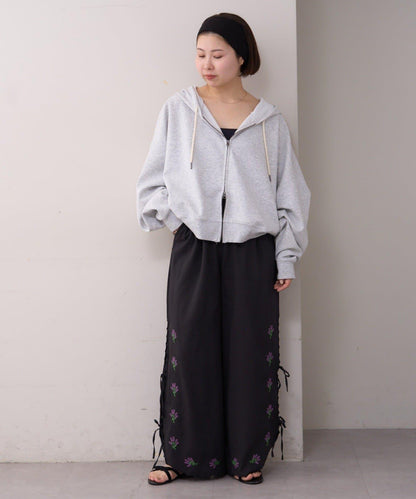 willow 波浪側邊刺繡 褲子