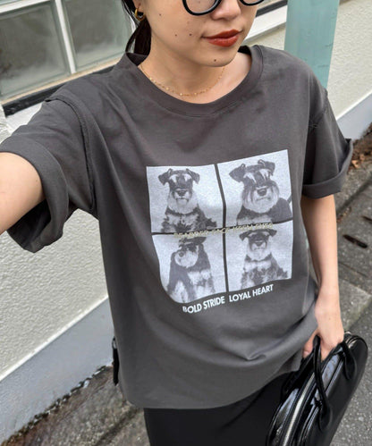 狗狗拼貼照片印花 短袖 Tee T恤