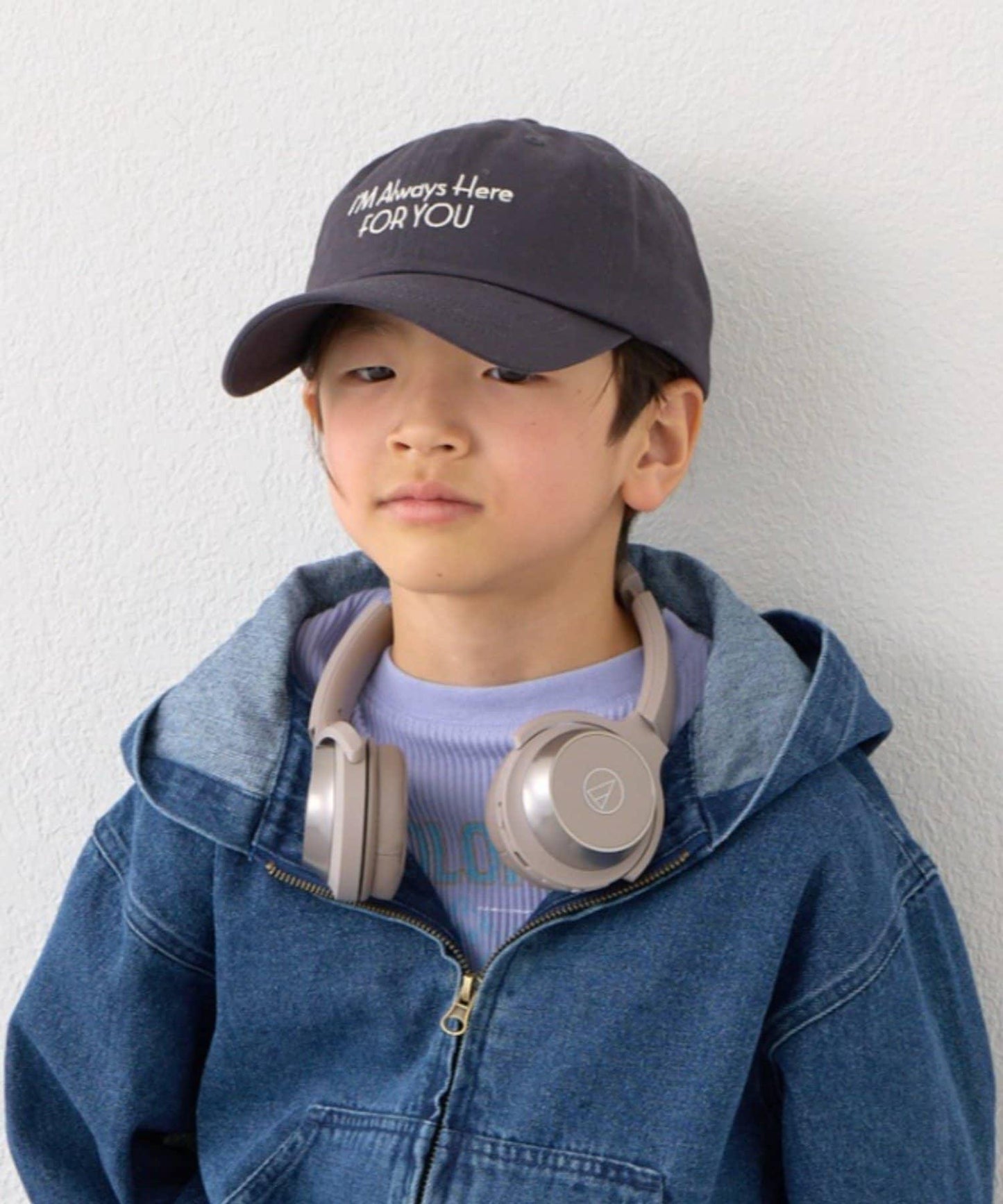 KIDS 中性 防曬條紋圍巾拼接Logo刺繡棒球帽