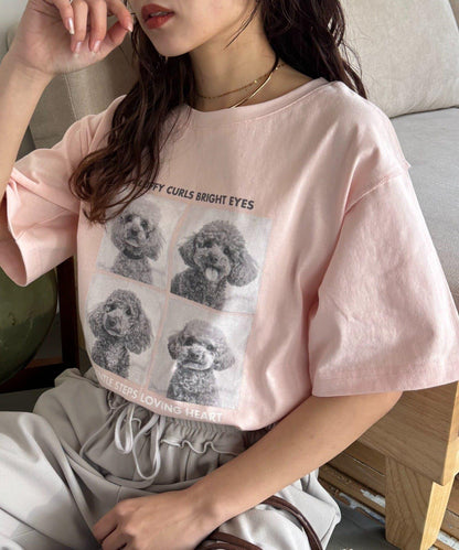 狗狗拼貼照片印花 短袖 Tee T恤