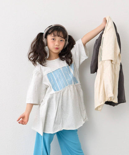 KIDS 厚印Logo 五分袖 罩衫連衣裙