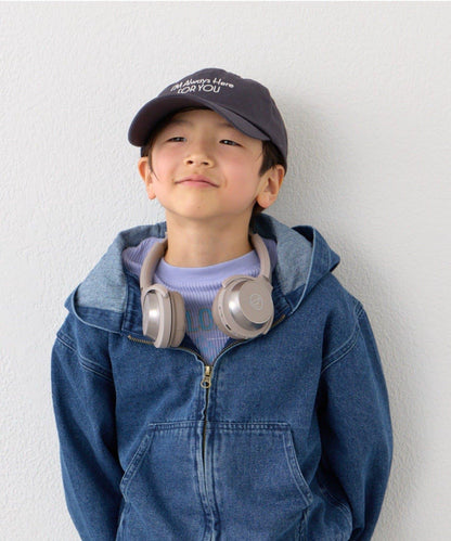 KIDS 中性 防曬條紋圍巾拼接Logo刺繡棒球帽