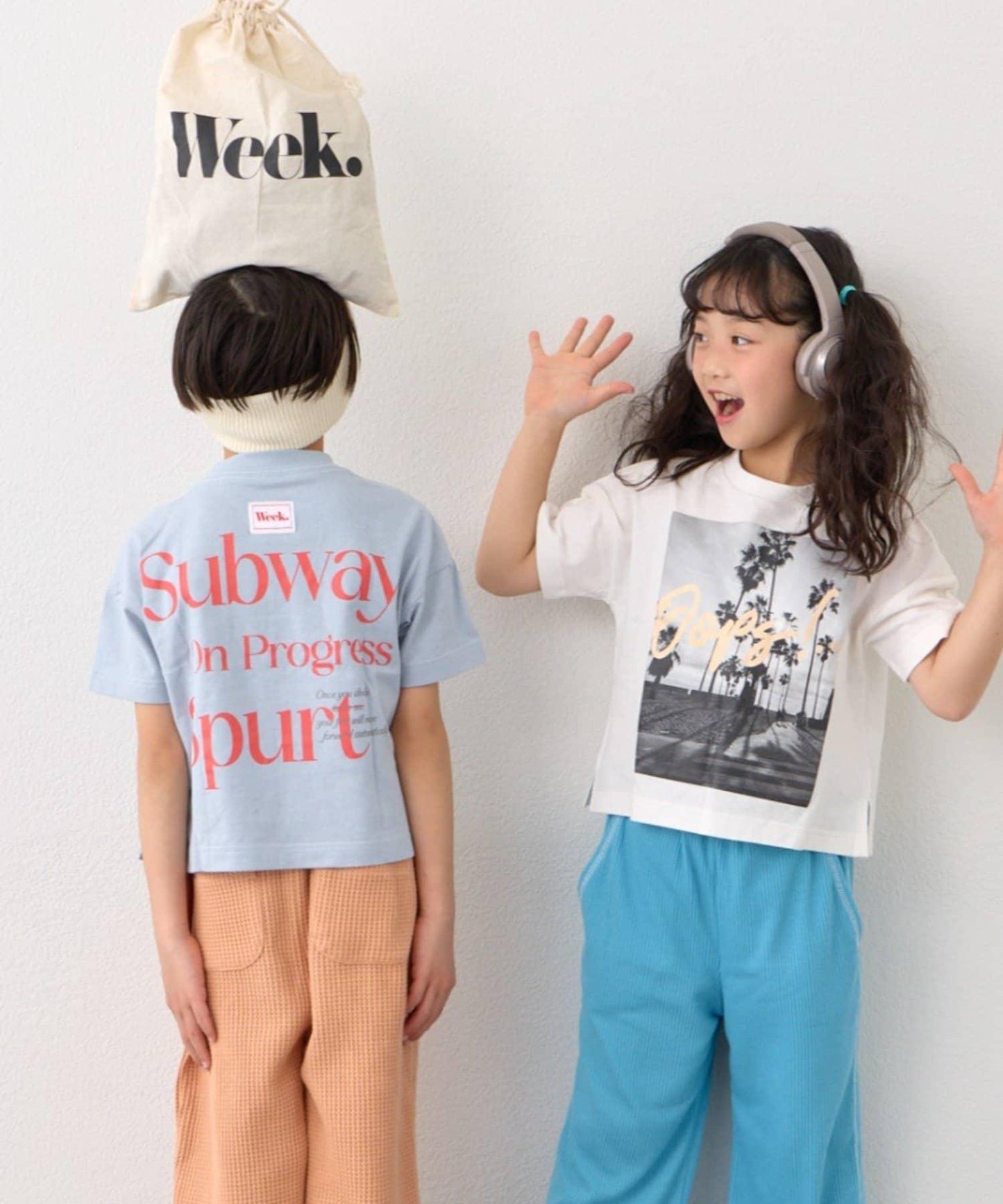 KIDS WEEKTEE 巾著袋 5件混合套裝 半袖T恤