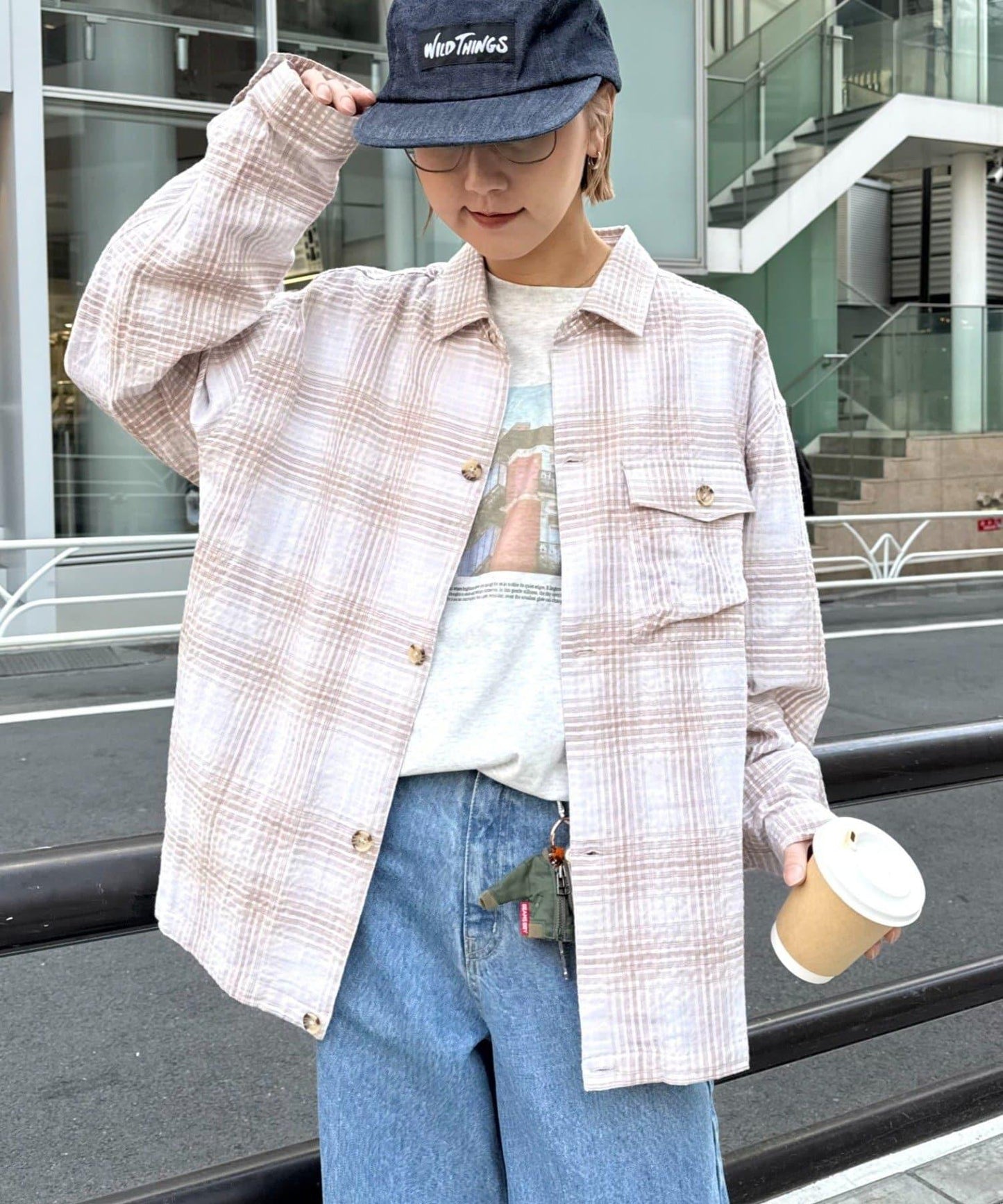 舒適中性 泡泡紗漸變格紋 襯衫