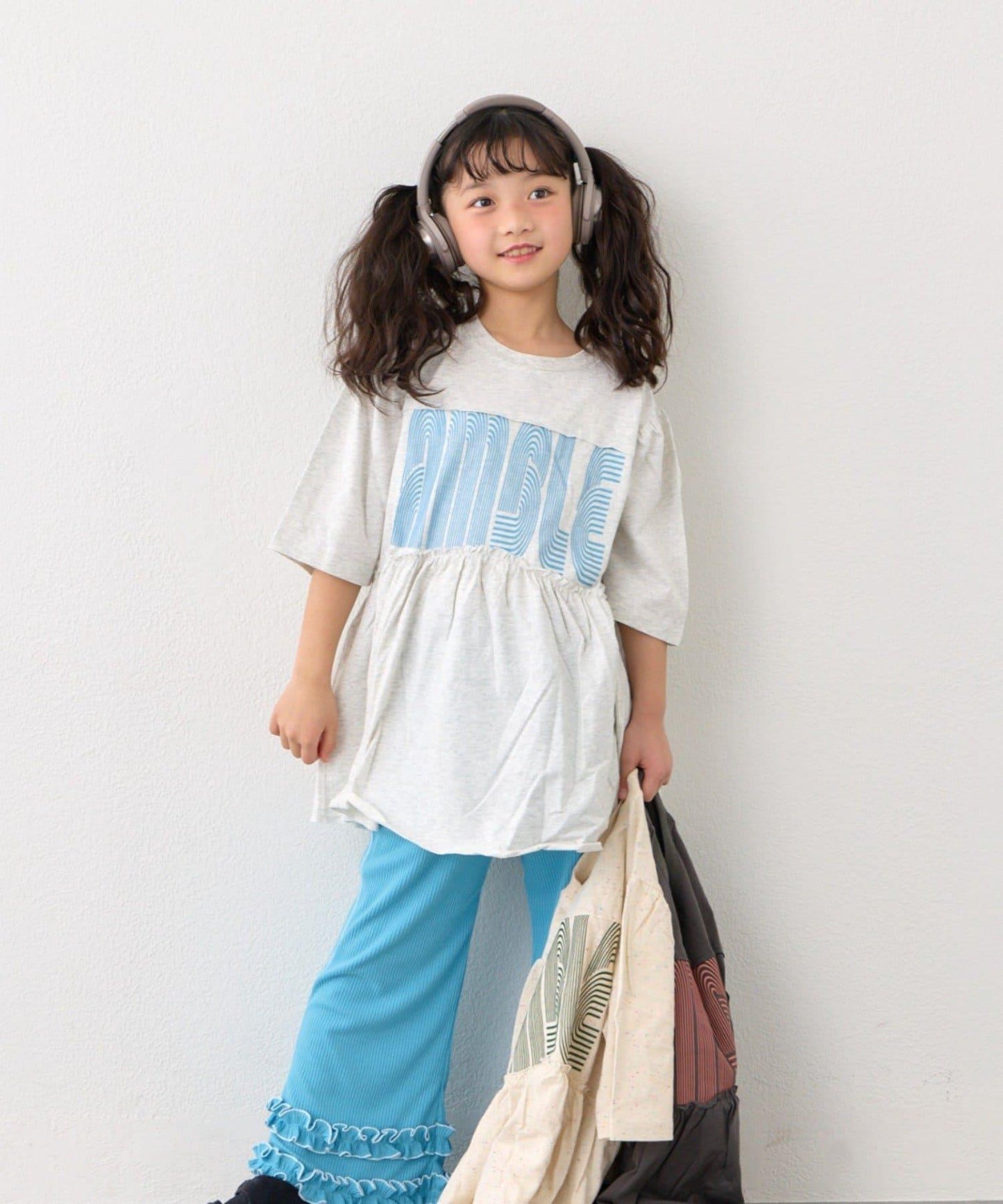 KIDS 厚印Logo 五分袖 罩衫連衣裙