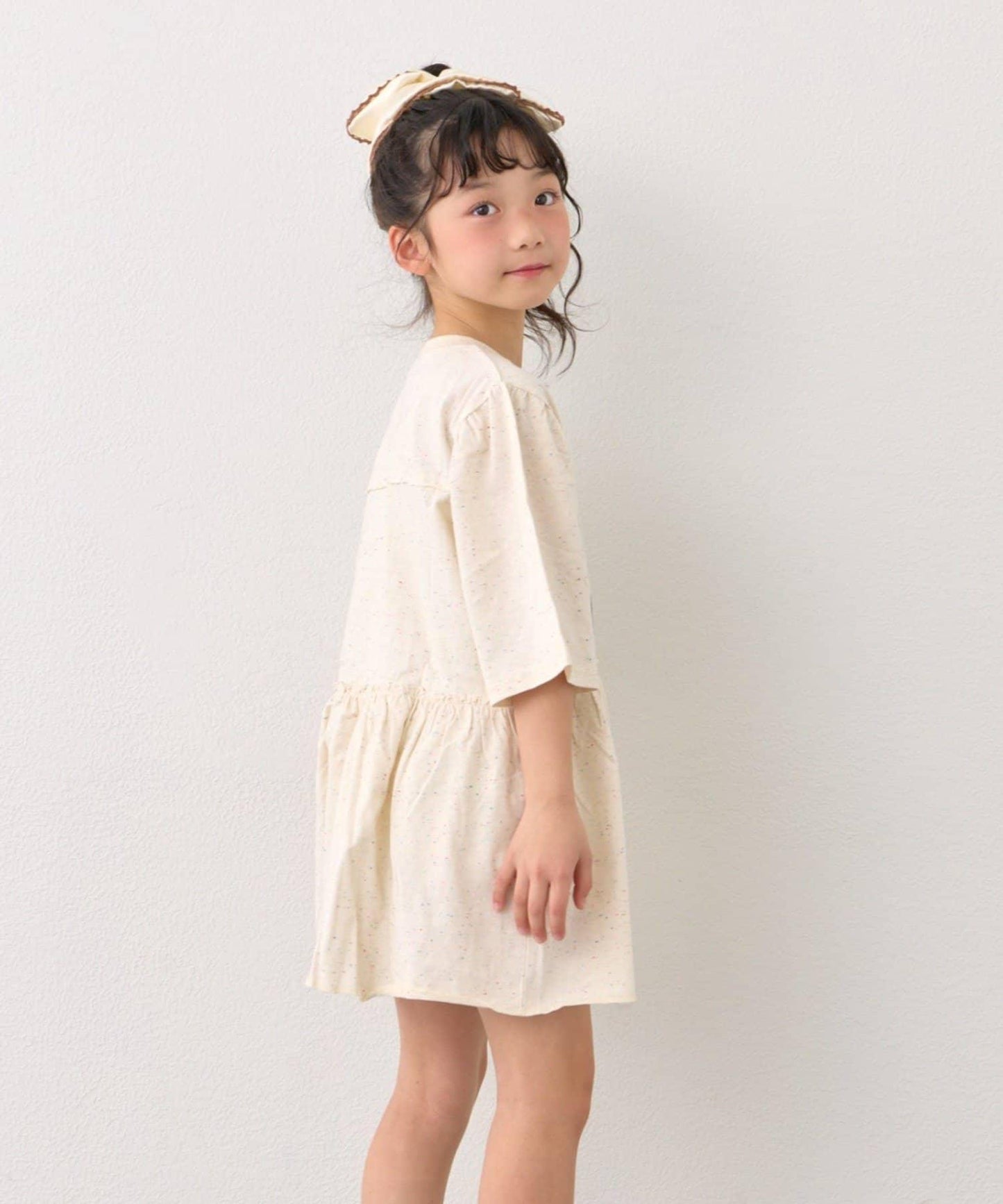 KIDS 厚印Logo 五分袖 罩衫連衣裙