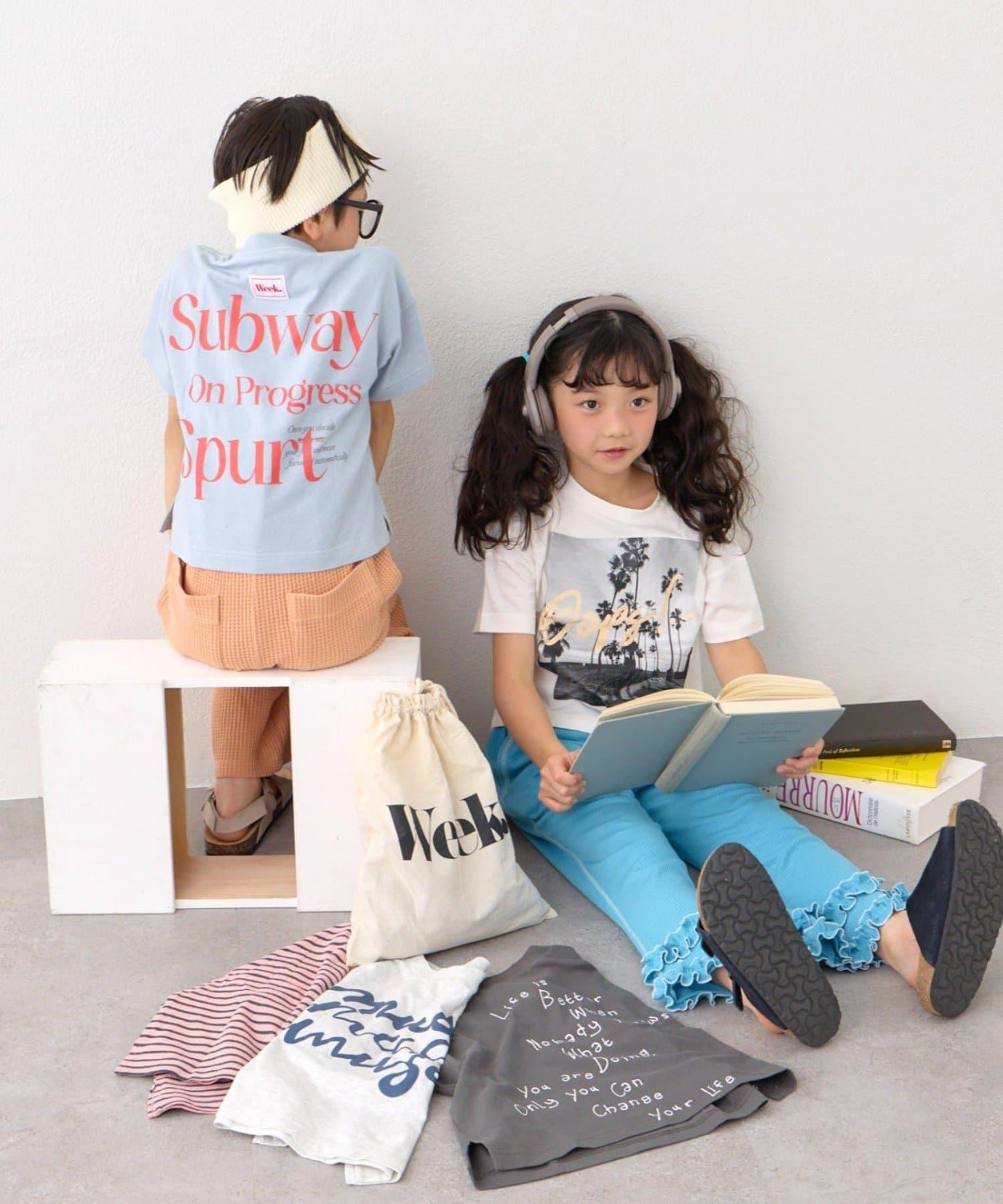 KIDS WEEKTEE 巾著袋 5件混合套裝 半袖T恤