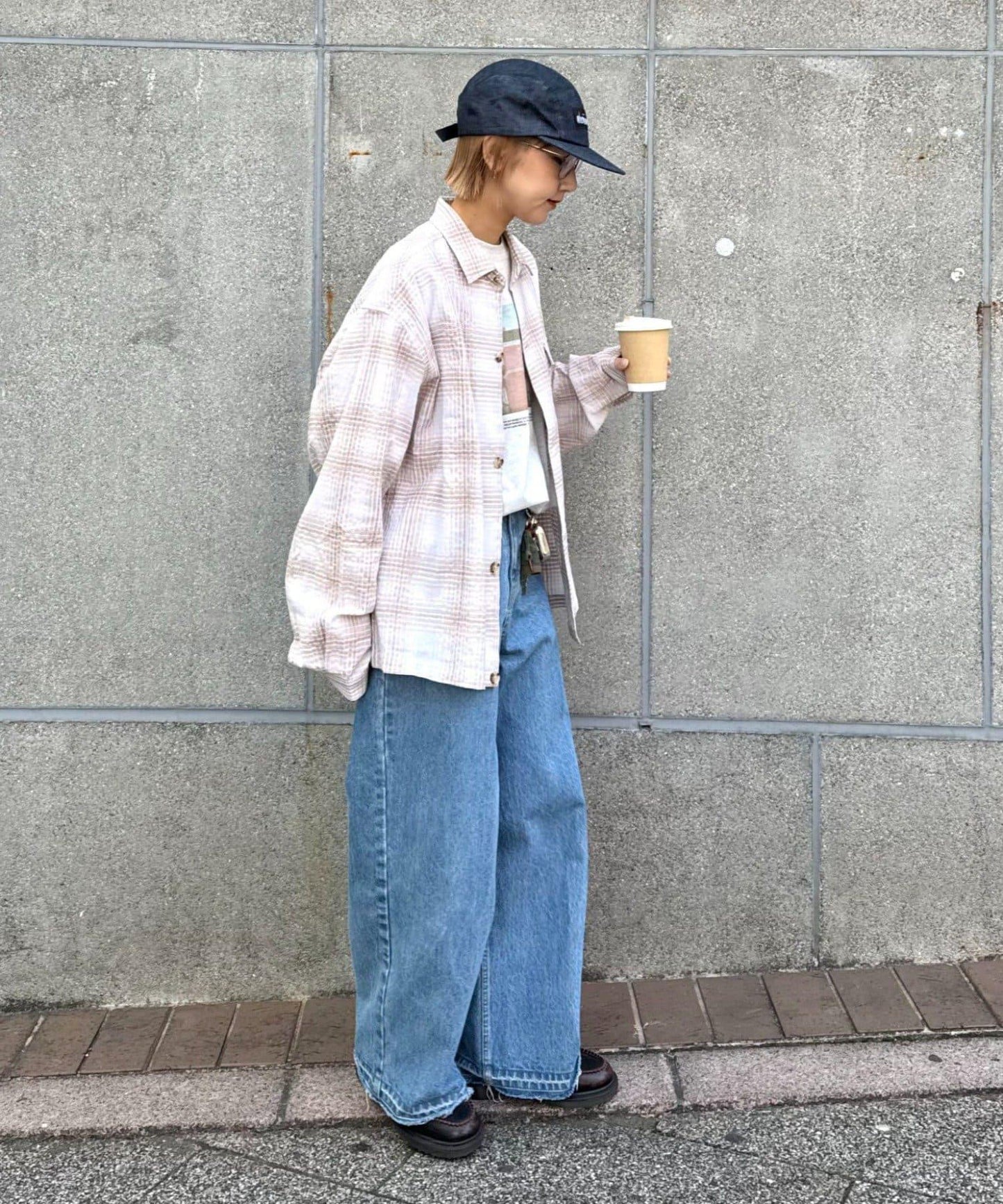 舒適中性 泡泡紗漸變格紋 襯衫