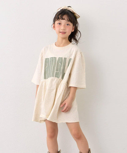 KIDS 厚印Logo 五分袖 罩衫連衣裙
