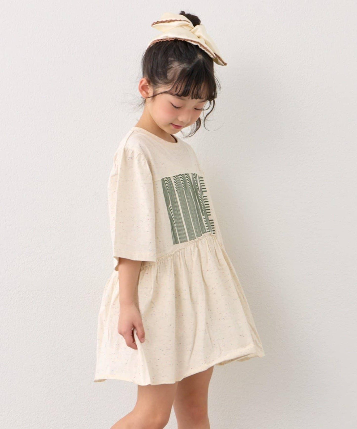 KIDS 厚印Logo 五分袖 罩衫連衣裙