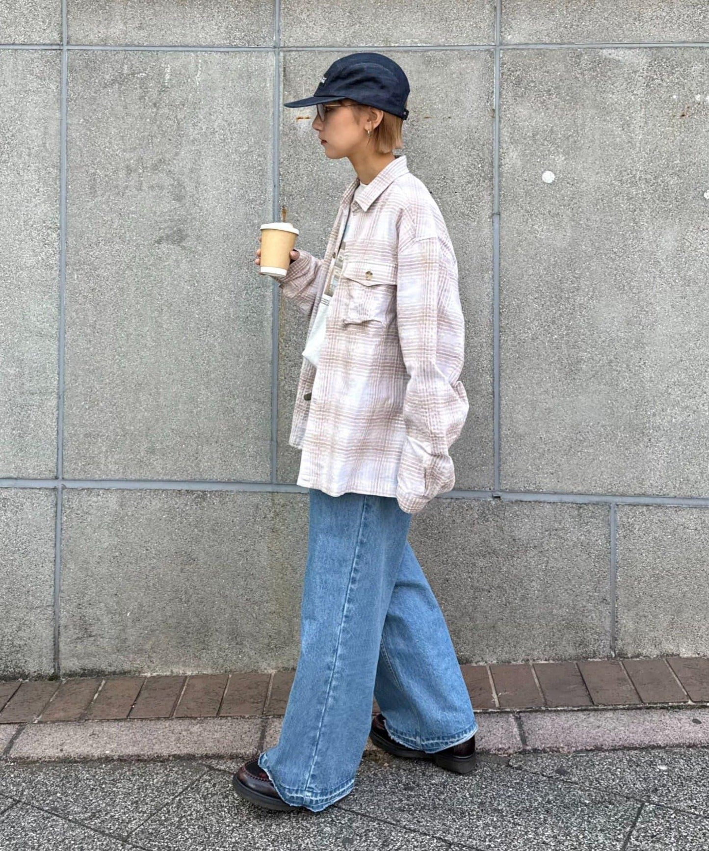 舒適中性 泡泡紗漸變格紋 襯衫