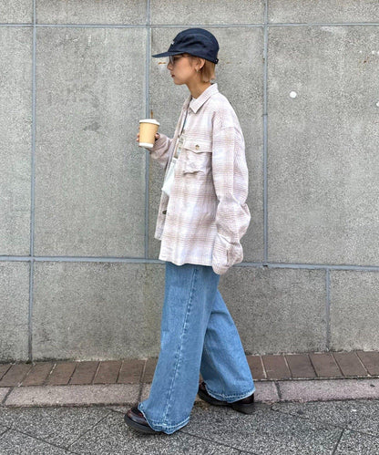 舒適中性 泡泡紗漸變格紋 襯衫