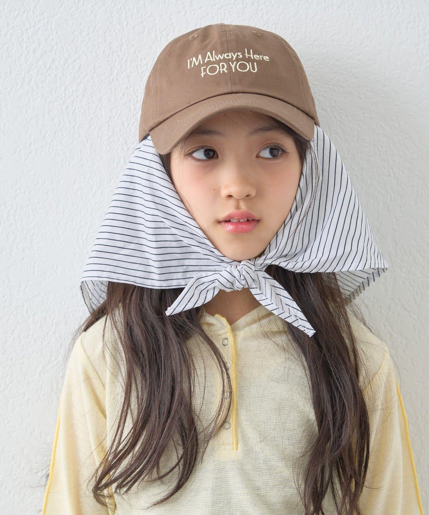 KIDS 中性 防曬條紋圍巾拼接Logo刺繡棒球帽