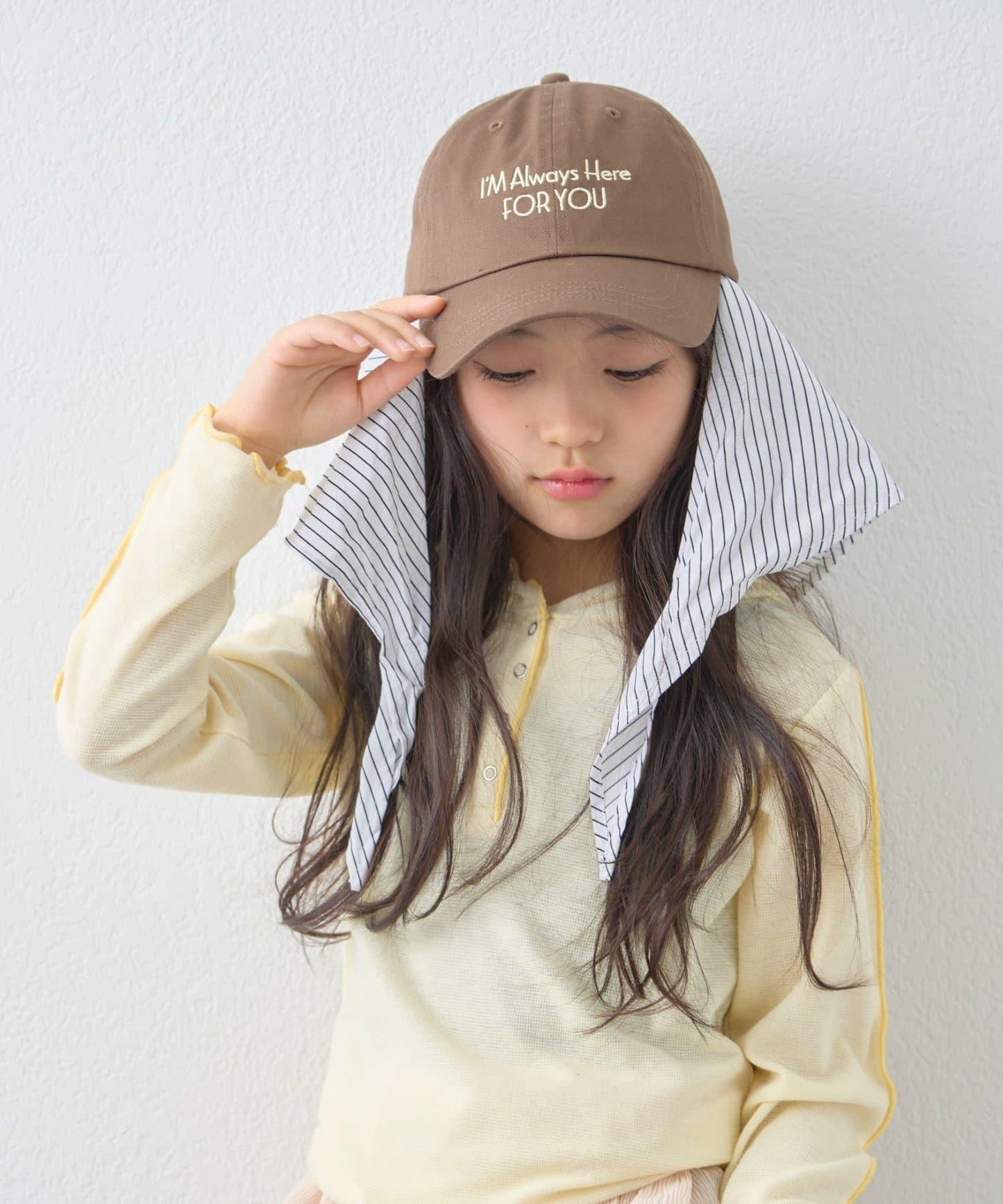 KIDS 中性 防曬條紋圍巾拼接Logo刺繡棒球帽