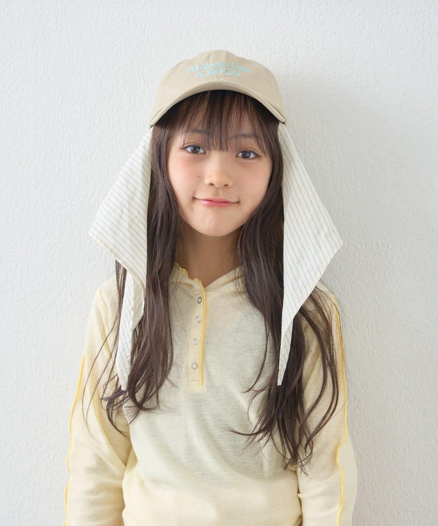KIDS 中性 防曬條紋圍巾拼接Logo刺繡棒球帽