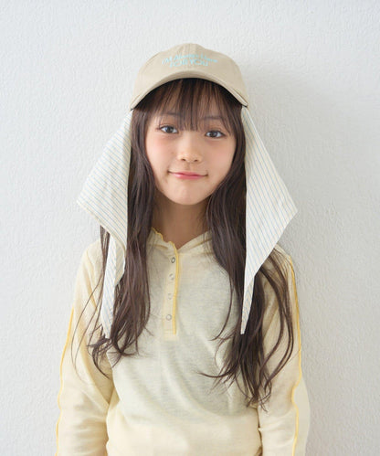 KIDS 中性 防曬條紋圍巾拼接Logo刺繡棒球帽