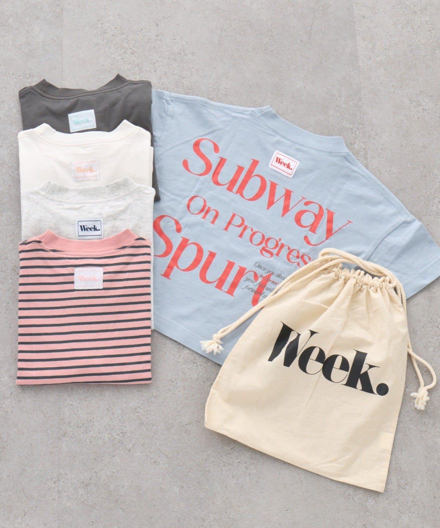 KIDS WEEKTEE 巾著袋 5件混合套裝 半袖T恤