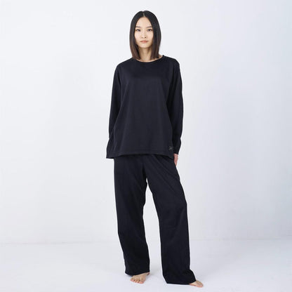 Foo Tokyo 絲滑觸感 長袖長褲 恢復服套裝 黑色