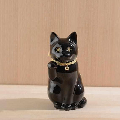 【招き猫】へそくりの招き猫 壱号 黒 (中) | 肥前吉田焼 | Kata Koto