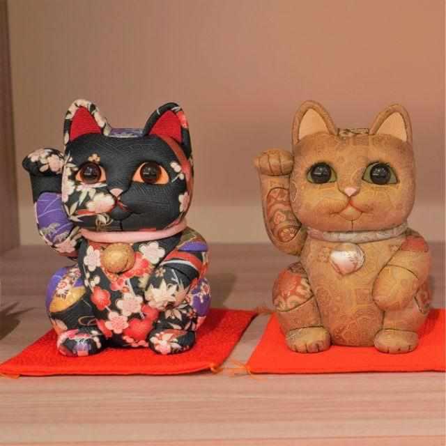【招き猫】友禅 黒(特大) | 江戸木目込み | 柿沼人形