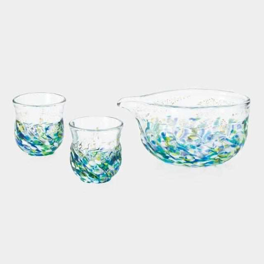 【酒器セット】花うつし 紫陽花 | 津軽びいどろ | 北洋硝子 (アデリア)