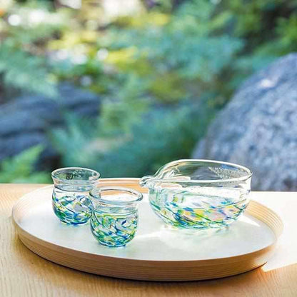 【酒器セット】花うつし 紫陽花 | 津軽びいどろ | 北洋硝子 (アデリア)