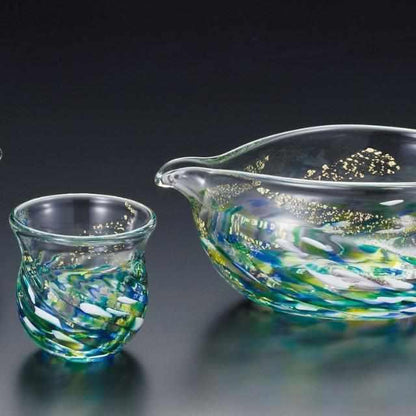 【酒器セット】花うつし 紫陽花 | 津軽びいどろ | 北洋硝子 (アデリア)