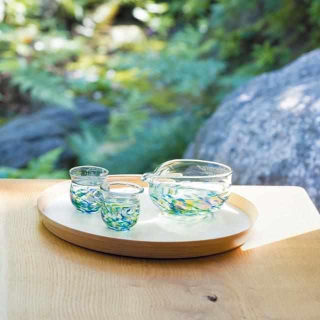 【酒器セット】花うつし 紫陽花 | 津軽びいどろ | 北洋硝子 (アデリア)