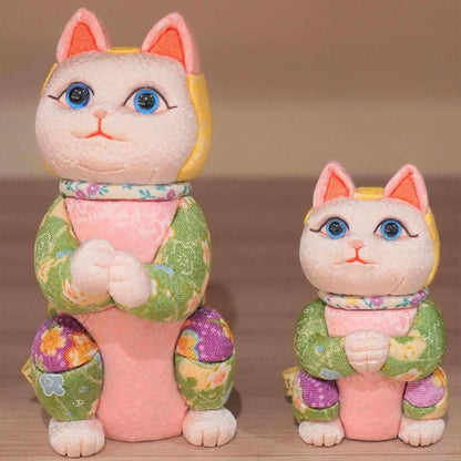 【招き猫 江戸木目込み】星に願いを ちりめん多色 日本製 柿沼人形 開運