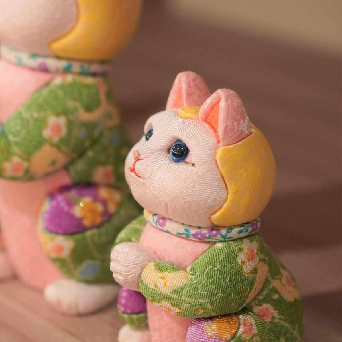 【招き猫 江戸木目込み】星に願いを ちりめん多色 日本製 柿沼人形 開運