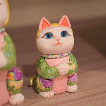 【招き猫 江戸木目込み】星に願いを ちりめん多色 日本製 柿沼人形 開運