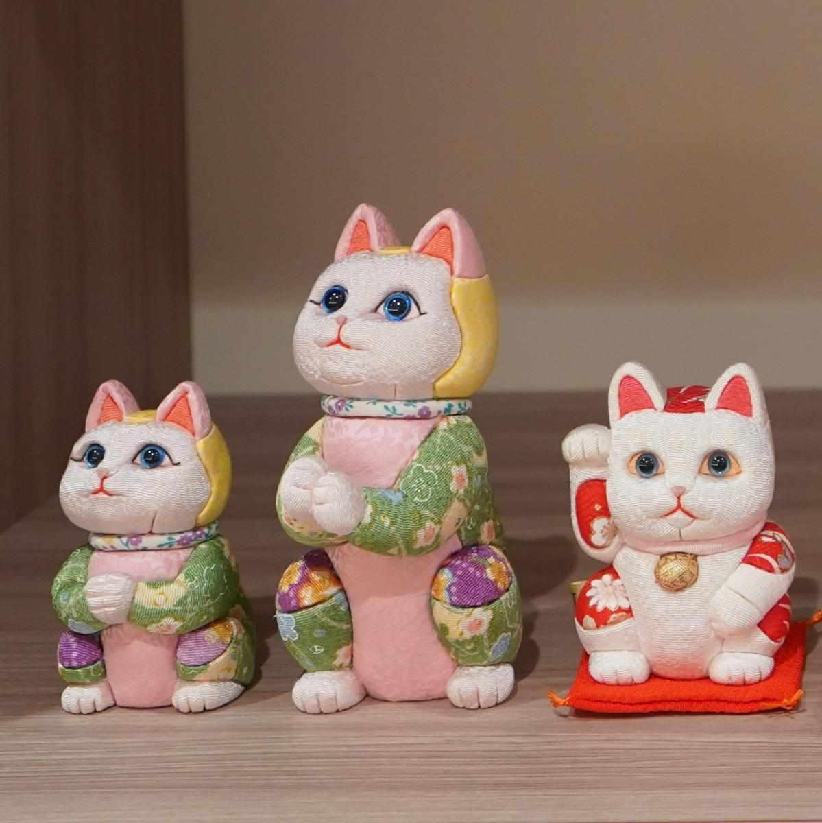 【招き猫 江戸木目込み】星に願いを ちりめん多色 日本製 柿沼人形 開運