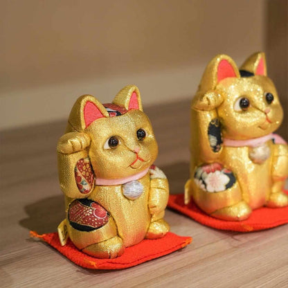 【招き猫 風水】金 金運 江戸木目込み 日本製 柿沼人形 開運