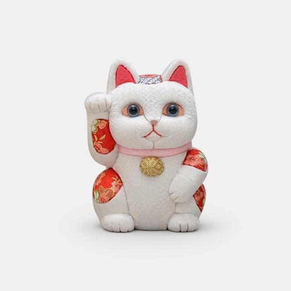 【招き猫】風水 (白) 無垢 リラックス | 江戸木目込み | 柿沼人形