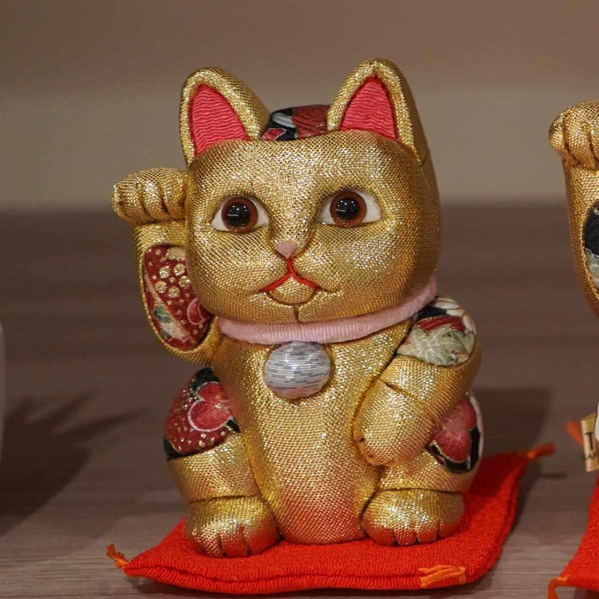 【招き猫 風水】金 金運 江戸木目込み 日本製 柿沼人形 開運