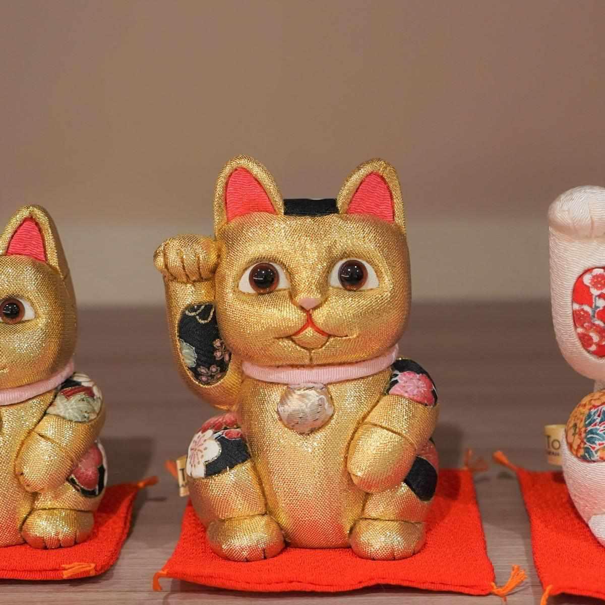 【招き猫 風水】金 金運 江戸木目込み 日本製 柿沼人形 開運